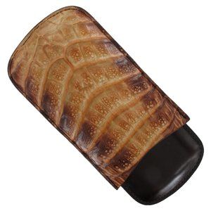 Tampa Fuego Natural Brown Genuine Crocodile Leather Cigar Case